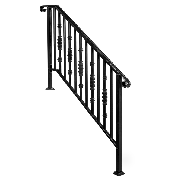 【替换22762521】哑光黑色   4阶 单宝塔加方葫芦装饰 庭院楼梯扶手-3