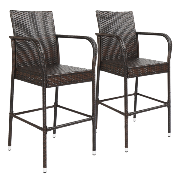 2pcs 棕色渐变 编藤吧椅-5