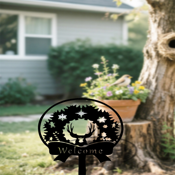 CIFbuy复古庭院圣诞装饰牌 户外节日花园庭院草坪标志牌（TikTok、temu下自提）-3