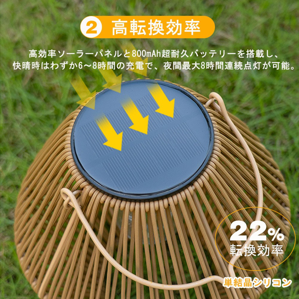太阳能手工藤编手提灯笼 圆柱款-5