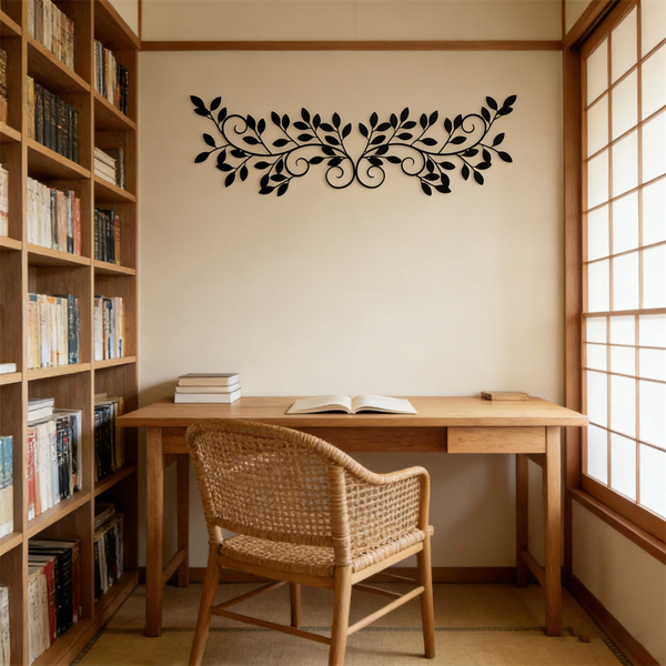 CIFbuy 黑色金属叶子墙饰 2件套 客厅卧室装饰 复古植物爱好礼物（TikTok、temu下自提）-4