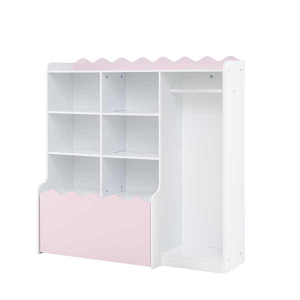 带储物柜和滚动抽屉的儿童衣架多功能儿童衣柜收纳器-2