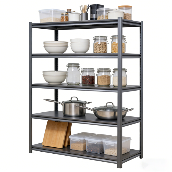 车库用五层可调节储物架，可容纳 2000 磅——重型金属多用途架式搁板，适合仓库、储藏室、衣橱和厨房使用-6