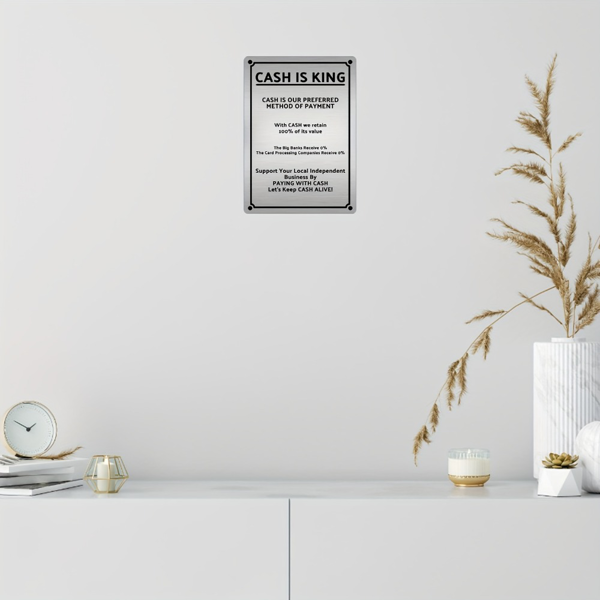 CIFbuy2D 平面铝艺画现金是王者拉丝铝制标牌房间墙面装饰挂牌（TikTok、temu 下自提）-2