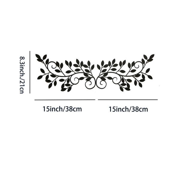 CIFbuy 黑色金属叶子墙饰 2件套 客厅卧室装饰 复古植物爱好礼物（TikTok、temu下自提）-2