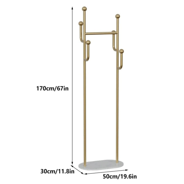 Clothing Rack, Golden Metal Freestanding Heavy Duty Clothes Rack with Marble Base, Multipurpose Garment Hanger for Bedroom, Hat, Scarf, Jacket-2