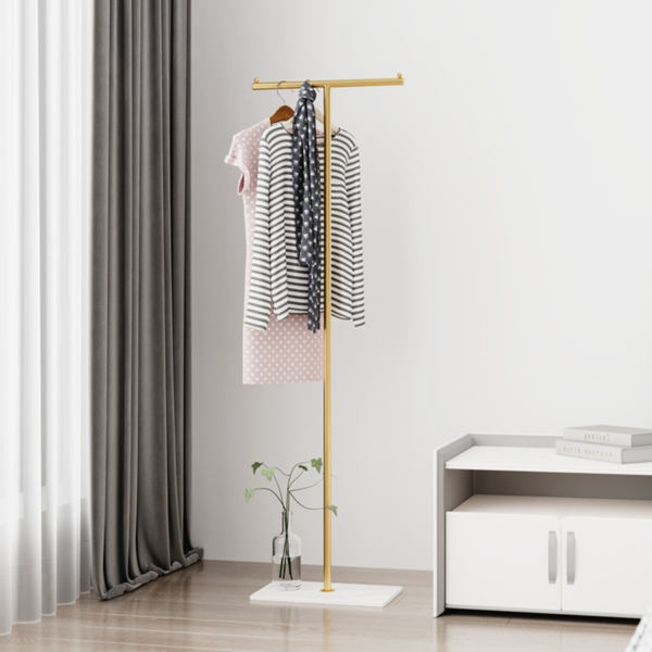 Clothing Rack, Golden Metal Freestanding Heavy Duty Clothes Rack with Marble Base, Multipurpose Garment Hanger for Bedroom, Hat, Scarf, Jacket,-1