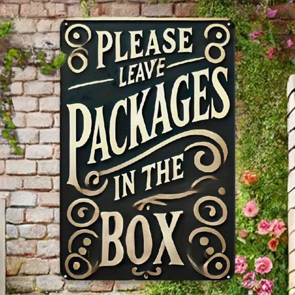 CIFbuy 复古金属投递指示牌请将包裹放入箱内厨房酒吧咖啡馆车库壁挂装饰（TikTok、temu 下自提）-1