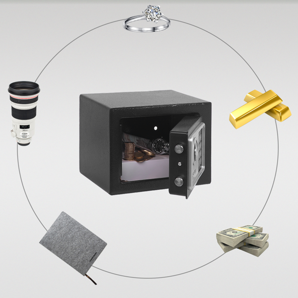 17E家用 电子密码保险箱 黑色箱体 银灰色面板【不含电池】-62