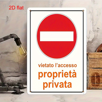 CIFbuy 私人财产禁止擅入意大利文金属牌加厚复古安全警示室内外装饰（TikTok、temu pick-up service）