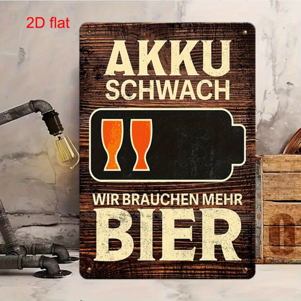 CIFbuy 复古 AKKU SCHWACH 低电量趣味金属铁牌酒吧咖啡馆餐厅庭院装饰（TikTok、temu pick-up service）-6