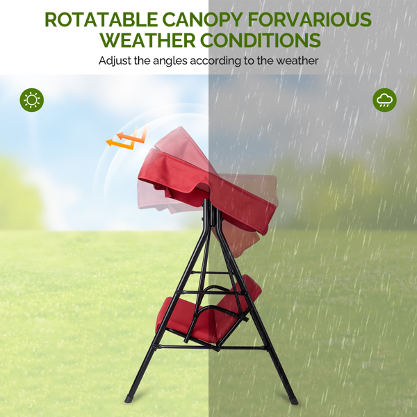 68*43*60inch 红色 KD款 带软垫 顶蓬 铁+牛津布 250kg 铁秋千套装-4