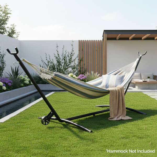 268*107*102CM 带轮羊角架 吊床架 钢管 440lb 配600D牛津布收纳袋-7