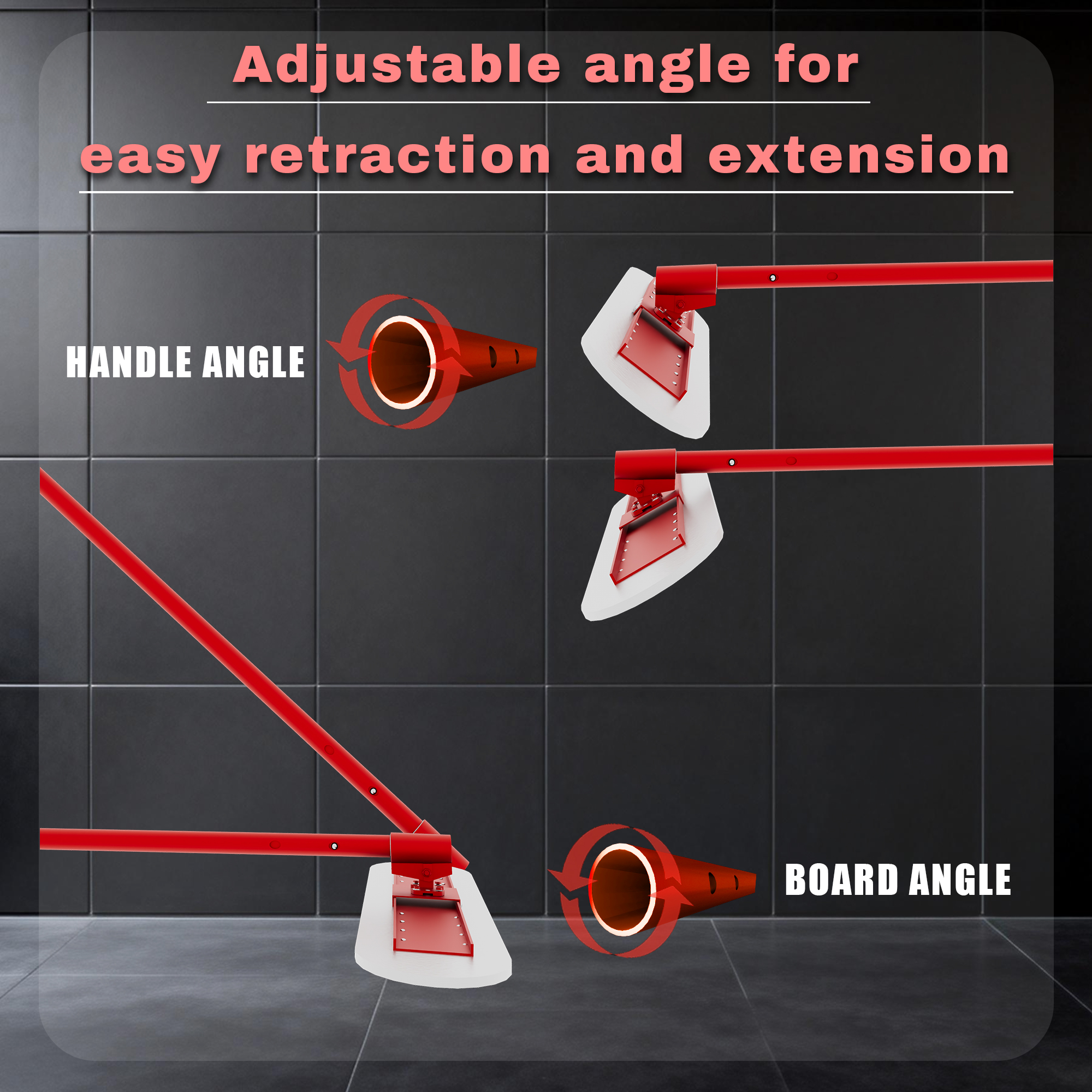 48’’×8’’ Concrete Bull Float, Stainless Steel Concrete Finishing Tool, Adjustable Bracket & 4 Float Handles view 3