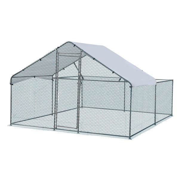3*2*2/9.8*6.5*6.5ft 银色 尖顶顶部半开间 拼接 180gPE雨布 镀锌管 铁鸡兔笼-9