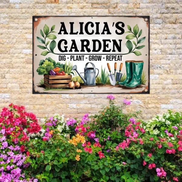 CIFbuy 定制花园金属标牌园艺师姓名牌庭院墙面装饰园艺爱好者母亲节礼物壁挂（TikTok、Temu 自提）-5