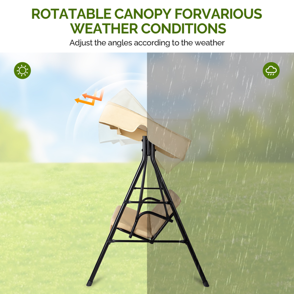 68*43*60inch 卡其色 KD款 带软垫 顶蓬 铁+牛津布 250kg 铁秋千套装-4