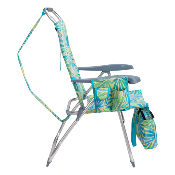 1pcs 座高17in 清爽夏威夷 铝沙滩椅 带头部海绵 侧单肩带 二合一布杯托侧袋 底部收纳提包 牛津布无横杆七档调节猫爪扶手沙滩椅17"-1 62*99*100.5cm 120kg-3