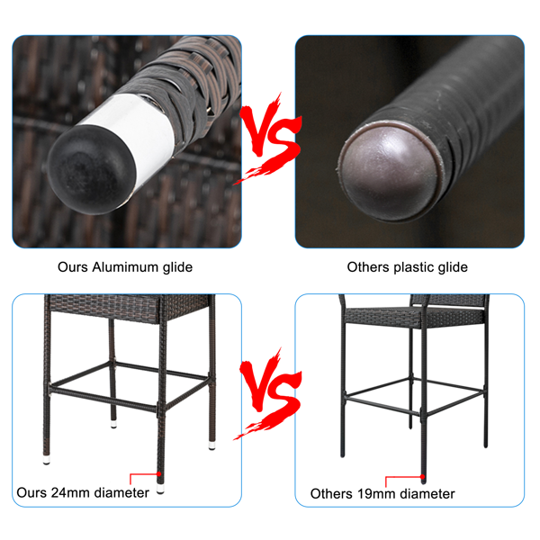 2pcs 棕色渐变 编藤吧椅-3