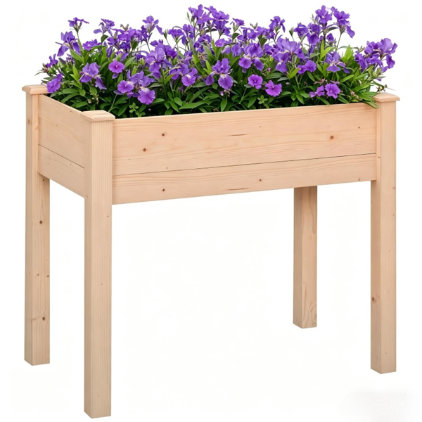 高架花园床/木制花盆 /木材种植箱-3