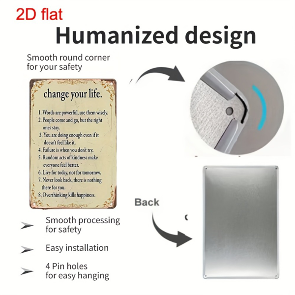 CIFbuy 耐用铁艺改变你的生活复古金属标牌乡村风格墙面励志标语家居门廊车库咖啡馆花园装饰节日礼物（TikTok、temu 下自提）-2