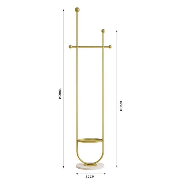 Clothing Rack, Golden Metal Freestanding Heavy Duty Clothes Rack with Marble Base, Multipurpose Garment Hanger for Bedroom, Hat, Scarf, Jacket-2