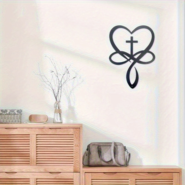 CIFbuy 金属烤漆爱心十字架无限符号鱼形壁挂 基督教主题装饰墙饰（TikTok，temu 自提）-6