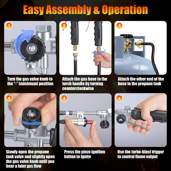 （自提可发加拿大，TK，temu请下自提单）180,000 BTU 丙烷喷枪除草器，配10英尺软管，3362℥ 高强度扳机启动喷枪，适用于除草、融冰、除雪、剥离油漆、沥青修补及户外烹饪-8