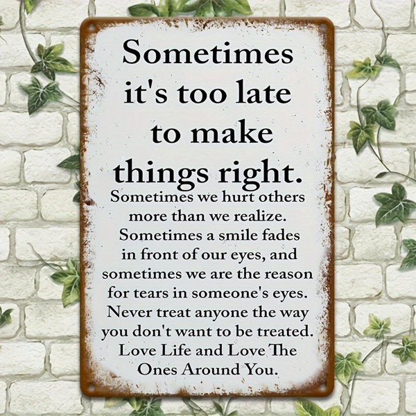 CIFbuy 讽刺复古金属牌有时为时已晚无法纠正乡村风家居门廊车库咖啡馆酒吧花园铁质墙饰（TikTok、temu 下自提）-5