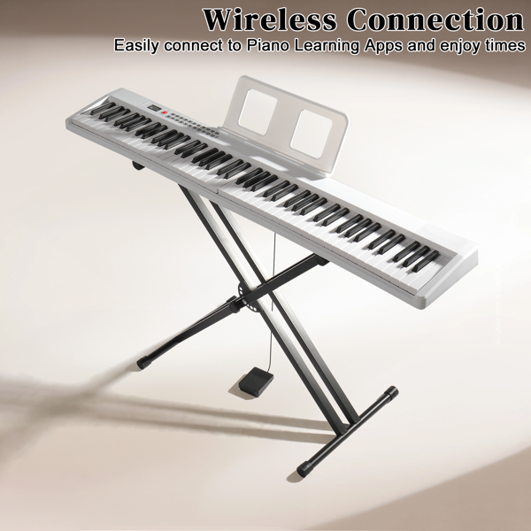 GPP-106/BD-887 可折叠带蓝牙 88键半重锤键盘 带双X型支架 白色 电钢琴 美国-5