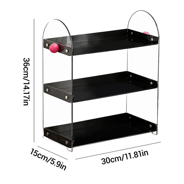 亚克力收纳架桌面分格多层置物架 黑色（不含抽屉）-2