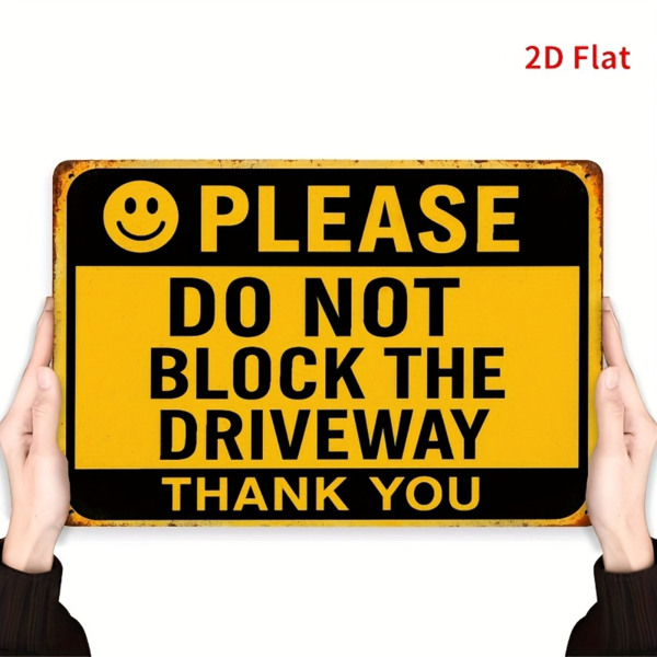 CIFbuy2D 平面车道畅通铝制标牌家门口停车场车库警示装饰匾牌（TikTok、temu pick-up service）-1