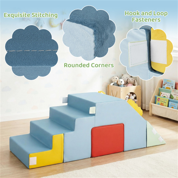 三合一婴儿软质泡沫登山车，带滑梯，可转换天鹅绒游戏套装，带桌椅，可清洗的攀爬块-7