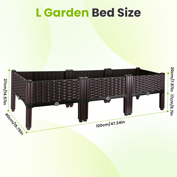 （自提可发加拿大，temu&tk下自提单）高架花坛种植箱，3种尺寸可选，自浇灌式高架花坛，轻质PP材质种植容器，适用于蔬菜、香草、花卉，适合户外露台和阳台-大号-12