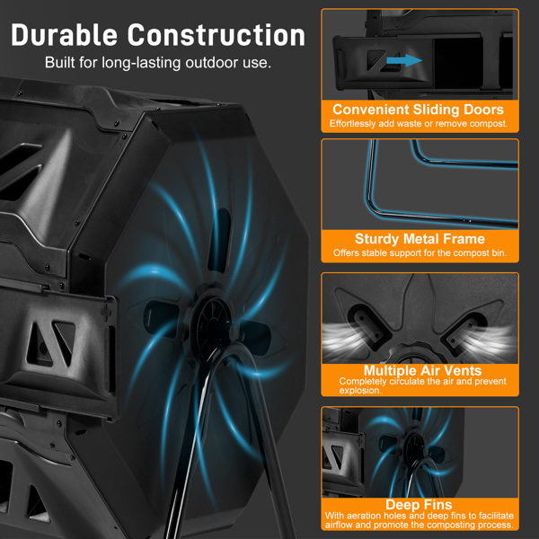 42加仑 黑色 塑料 堆肥桶-8