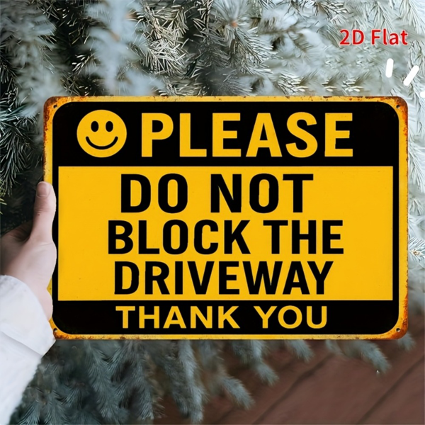 CIFbuy2D 平面车道畅通铝制标牌家门口停车场车库警示装饰匾牌（TikTok、temu pick-up service）-7