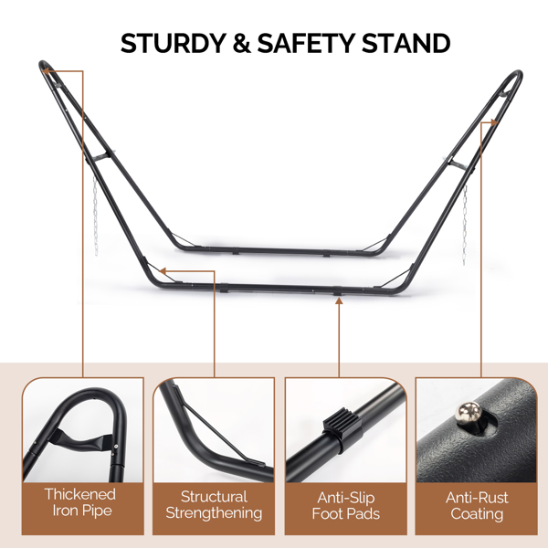 315*104*128CM 大双杆型 吊床架 磨砂黑 440lb 铁质-8