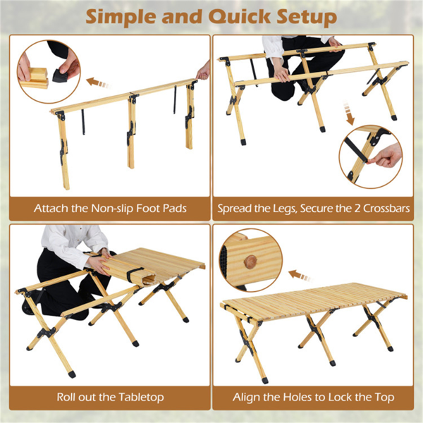 48英寸×24英寸可折叠松木野营桌便携式折叠沙滩桌，带手提包-5