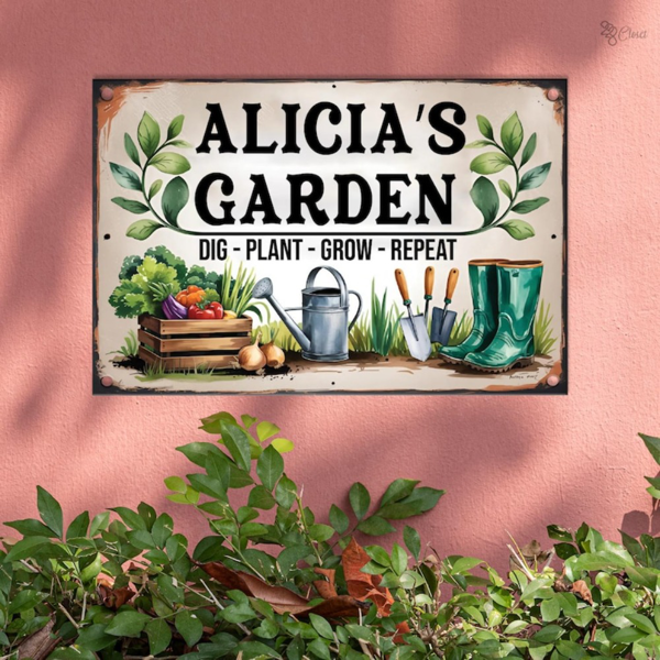 CIFbuy 定制花园金属标牌园艺师姓名牌庭院墙面装饰园艺爱好者母亲节礼物壁挂（TikTok、Temu 自提）-4