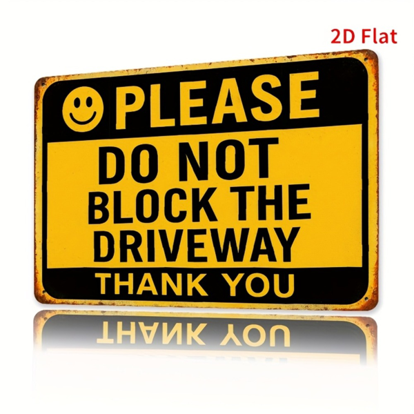 CIFbuy2D 平面车道畅通铝制标牌家门口停车场车库警示装饰匾牌（TikTok、temu pick-up service）-2