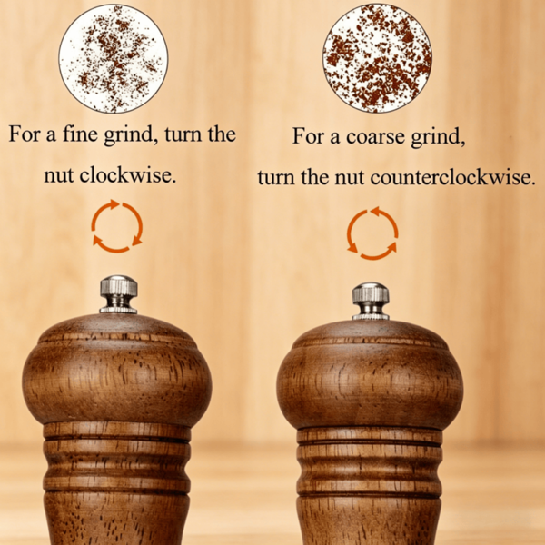 2pcs 8英寸木制手动胡椒研磨机，粗糙度可调，厨房调味工具，家用高端质感，节日礼物推荐-2