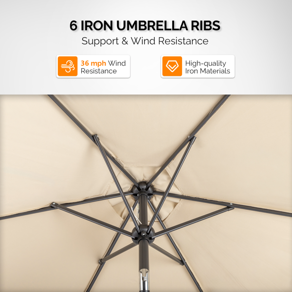 9FT 卡其色 转向头 KD 圆形 太阳伞 涤纶布 6铁伞骨 铁中柱-19