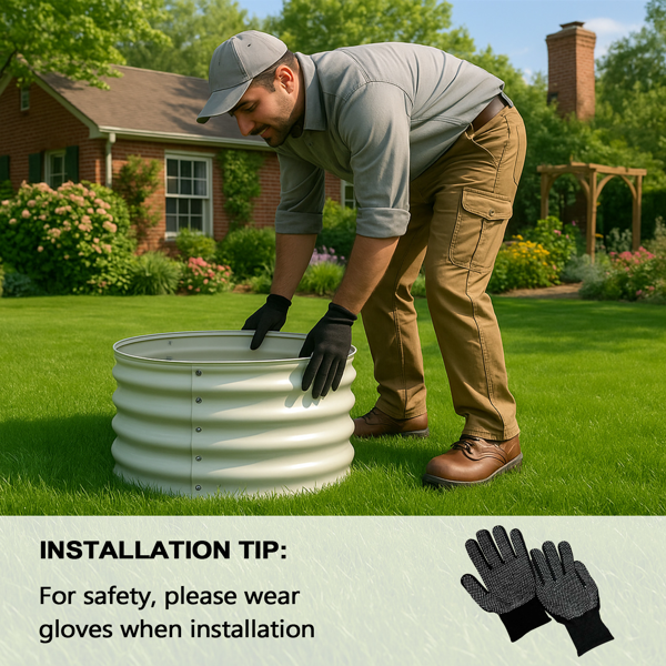 2PCS 2*2*1FT 米白色 拼接式圆形镀锌板 铁种植-12