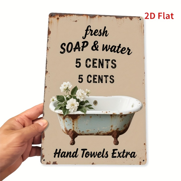 CIFbuy 清新肥皂水金属铁牌室内外防雨家居乡村风吧台办公室墙面装饰（TikTok、temu 下自提）-3