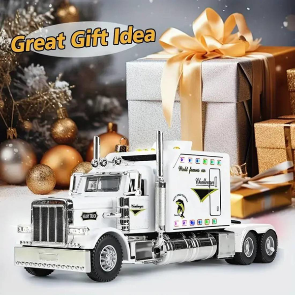 Semi Truck Toys for Boy Heavy Trucks,Metal Diecast Trucks Model Pull Back Cars with Light and Sound,Truck and Trailer Toys for Boys,Toy Trucks for Boys Age 4-8-9
