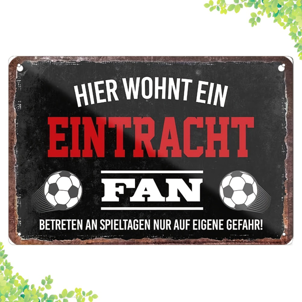 CIFbuy 复古足球主题金属锡牌法兰克福球迷标语墙面装饰牌（TikTok、temu 下自提）-1