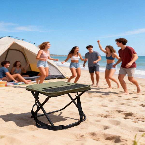 便携式可折叠背包凳，小巧可折叠凳子，可变成背包，登山徒步便携凳，带储物袋 - 真正解放双手，1件装，卡其色-13