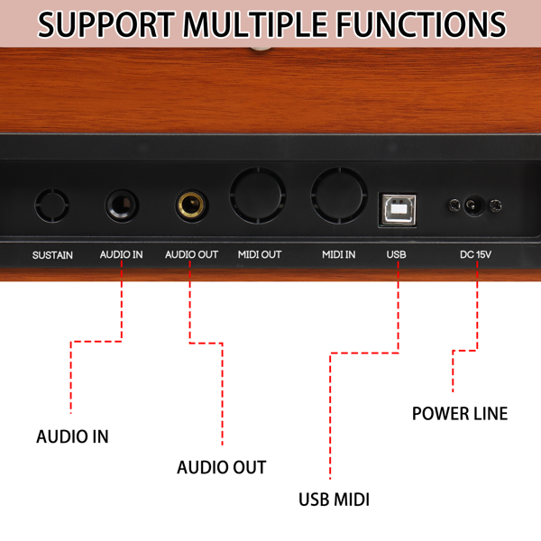 GPP-203 88键重锤键盘 嵌入式支架款 胡桃木 电钢琴-6