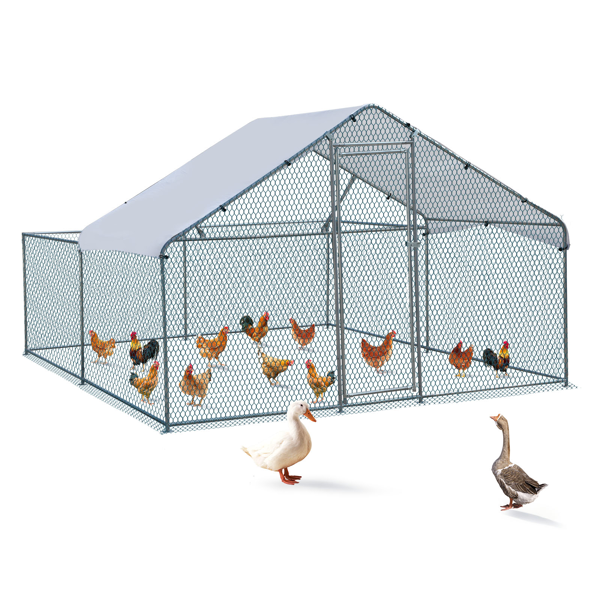 3*2*2/9.8*6.5*6.5ft 银色 尖顶顶部半开间 拼接 180gPE雨布 镀锌管 铁鸡兔笼-19