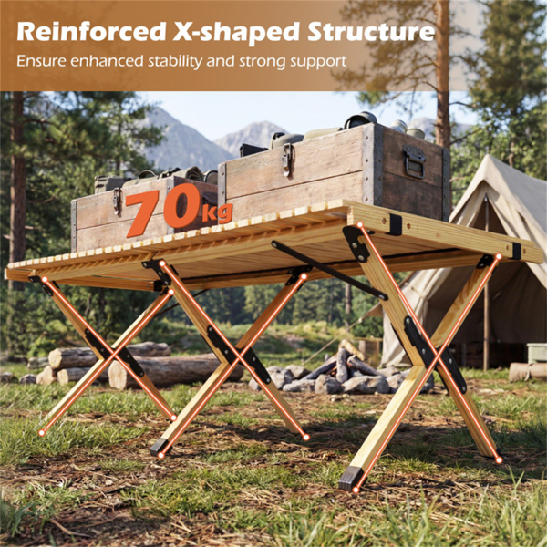 48英寸×24英寸可折叠松木野营桌便携式折叠沙滩桌，带手提包-7